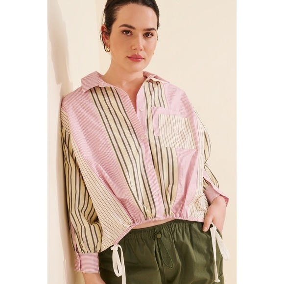 Anthropologie Tops - Anthropologie Drawstring Hem Button Down Shirt